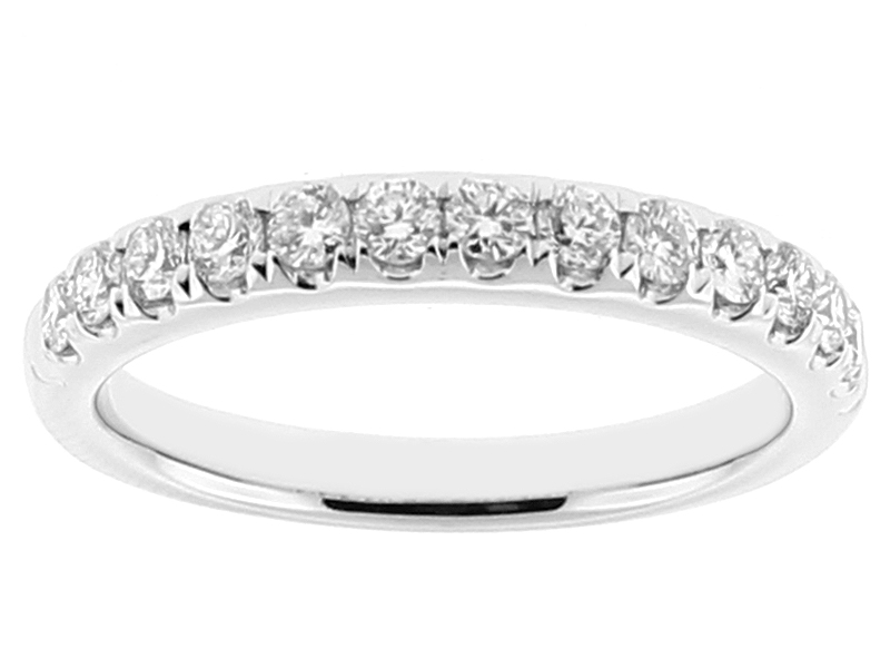 Ladies Single Row Wedding Band with Diamonds in 18k White Gold