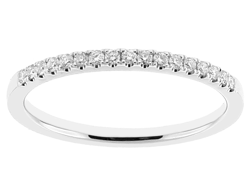 Ladies Single Row Wedding Band with Diamonds in 18k White Gold