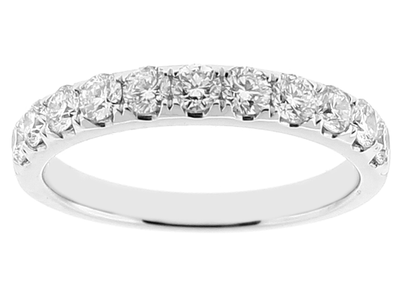 Ladies Single Row Wedding Band with Diamonds in 18kt White Gold