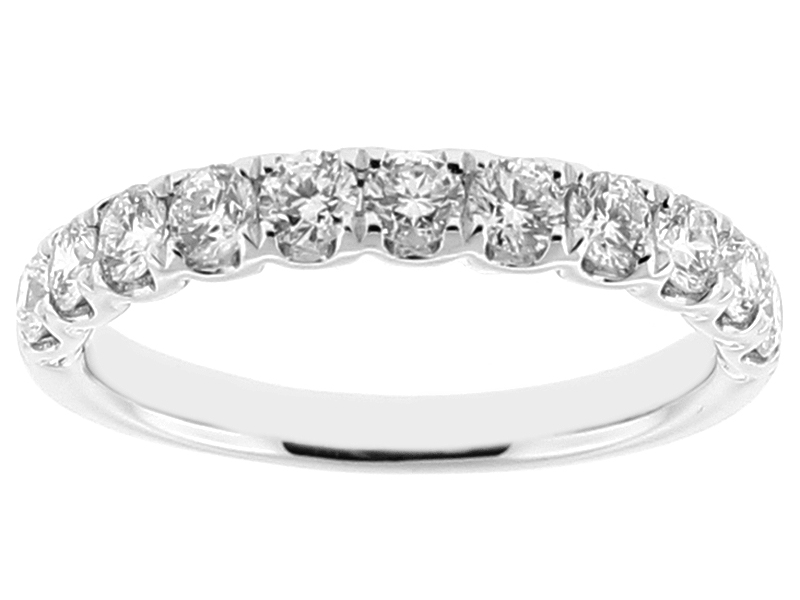 Ladies Single Row Wedding Band with Diamonds in 18kt White Gold