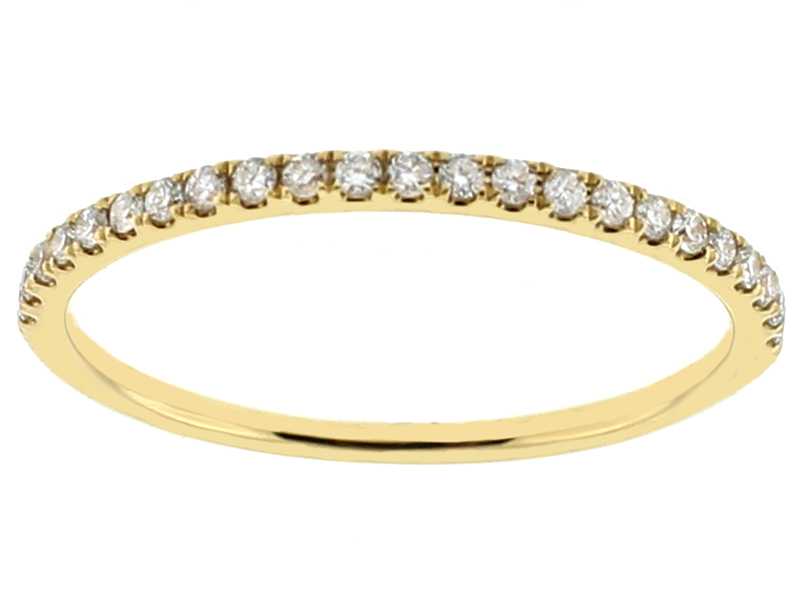 Ladies Single Row Wedding Band with Diamonds in 18kt Yellow Gold