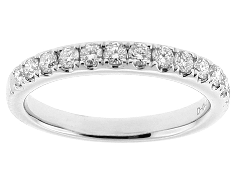 Ladies Single Row Wedding Band with Diamonds in 18kt White Gold