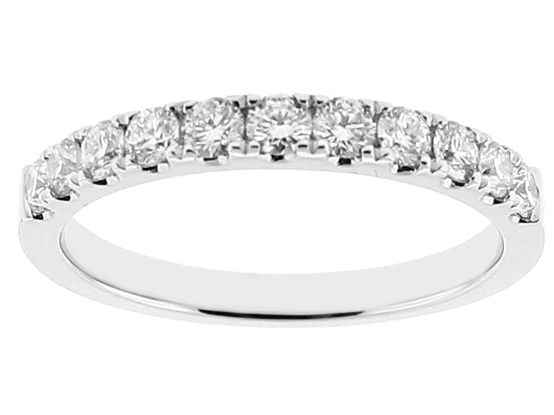 Ladies Single Row Wedding Band with Diamonds in 18kt White Gold