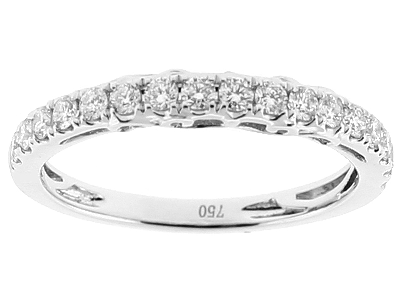 Ladies Single Row Wedding Band with Filigree Design and Diamonds in 18kt White Gold