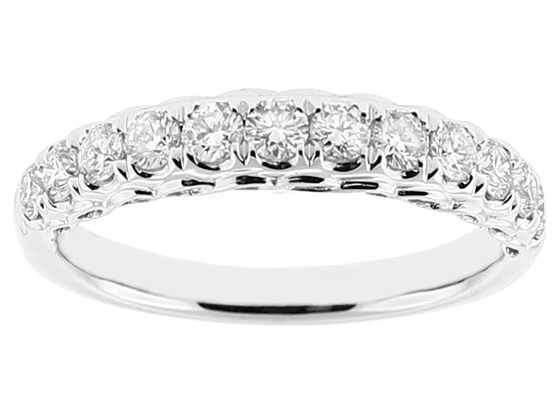 Single Row Ladies Wedding Band with Braided Design and Diamonds in 18kt White Gold