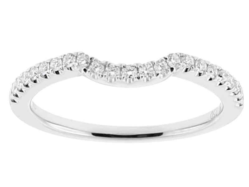 Ladies U Curve Wedding Band with Diamonds in 18kt White Gold