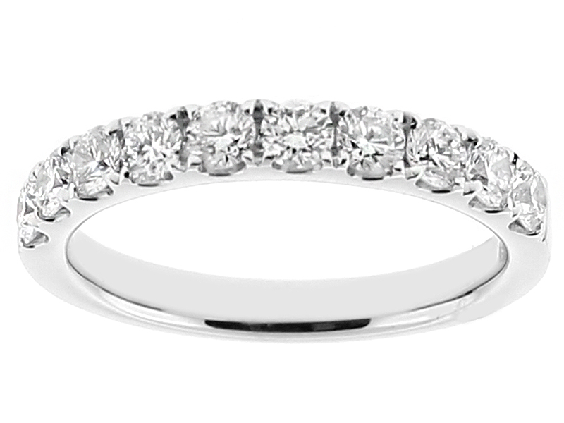 Single Row Ladies Wedding Band with Diamonds in 18kt White Gold