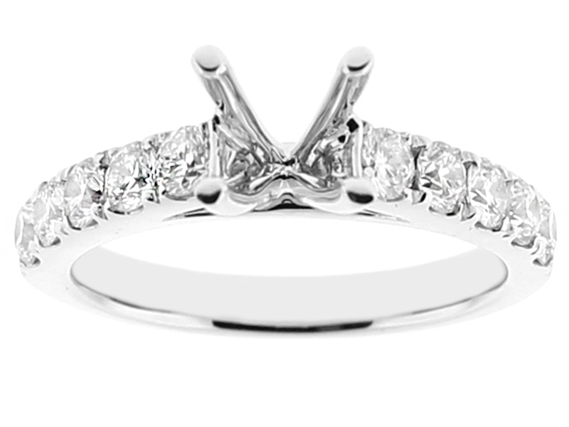 Semi Mount Engagement Ring with Diamonds in 18kt White Gold
