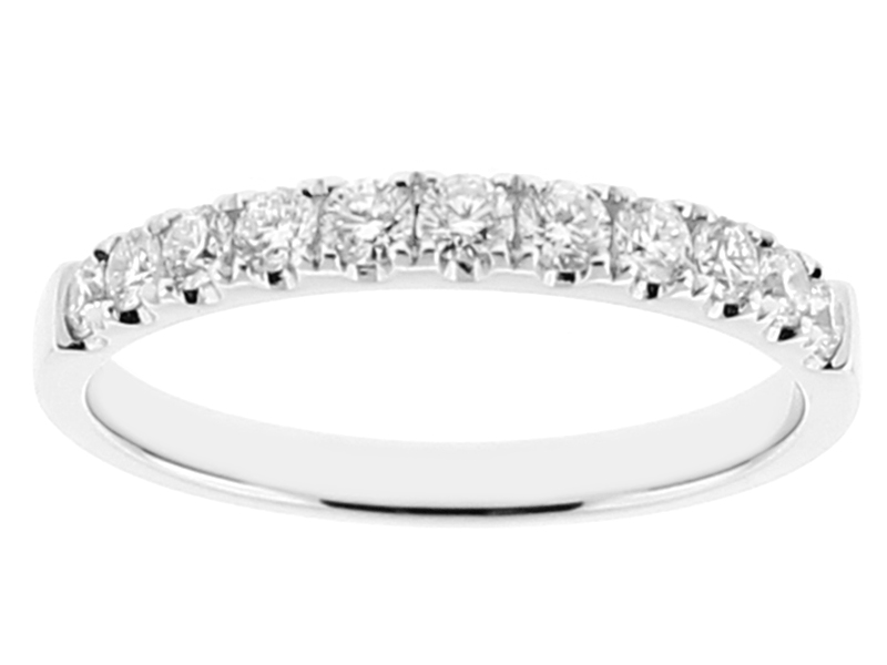 Ladies Wedding Band with Diamonds in 18kt White Gold
