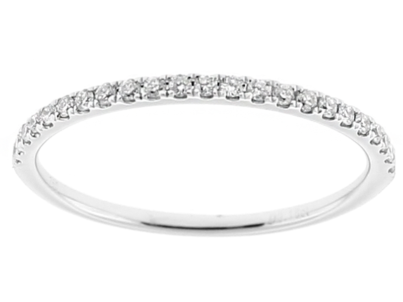 Thin Ladies Wedding Band with Diamonds in 18kt White Gold