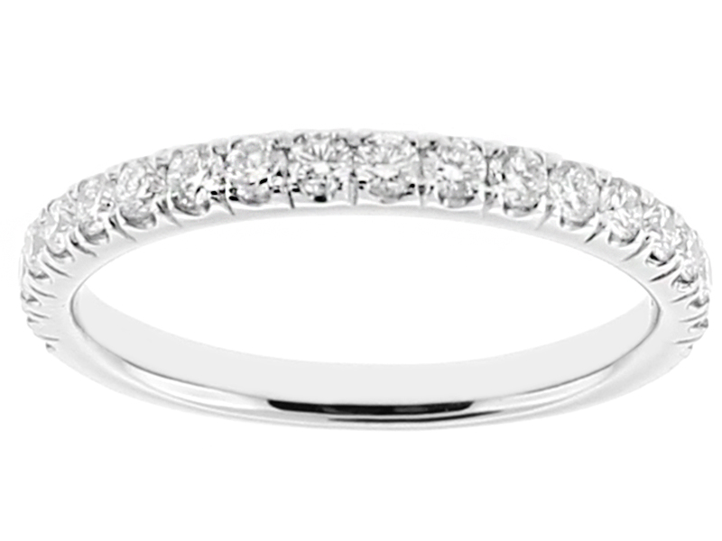 Ladies Single Row Wedding Band with Diamonds in 18kt White Gold