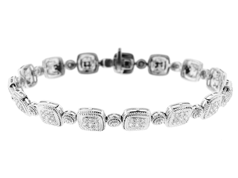 Ladies Tennis Bracelet with Bezel and Micro Prong Set Diamonds in 18kt White Gold