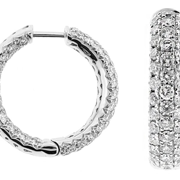 Inside Out Hoop Earrings with Pave Set Diamonds in 18kt White Gold