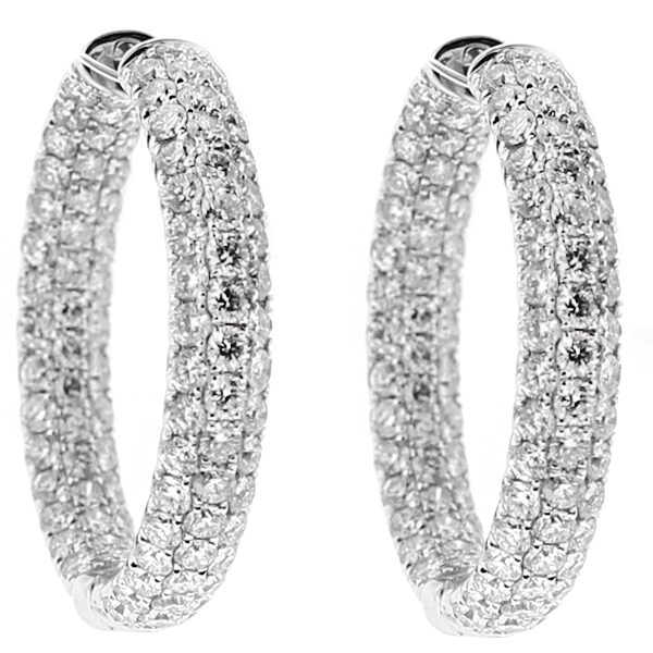 Inside Out Hoop Earrings with Pave Set Diamonds in 18kt White Gold