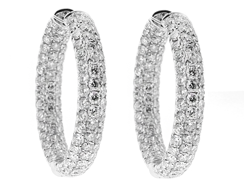 Inside Out Hoop Earrings with Pave Set Diamonds in 18kt White Gold