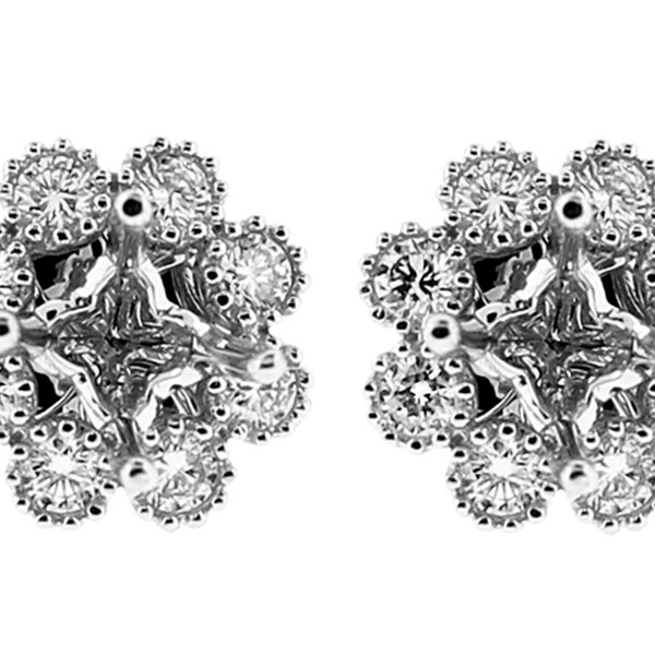 Semi Mount Stud Screwback Earrings with Diamonds in 18kt White Gold (Worn Two Ways)