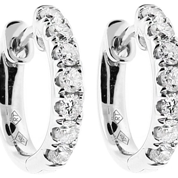 Huggie Earrings with Diamonds in 18kt White Gold