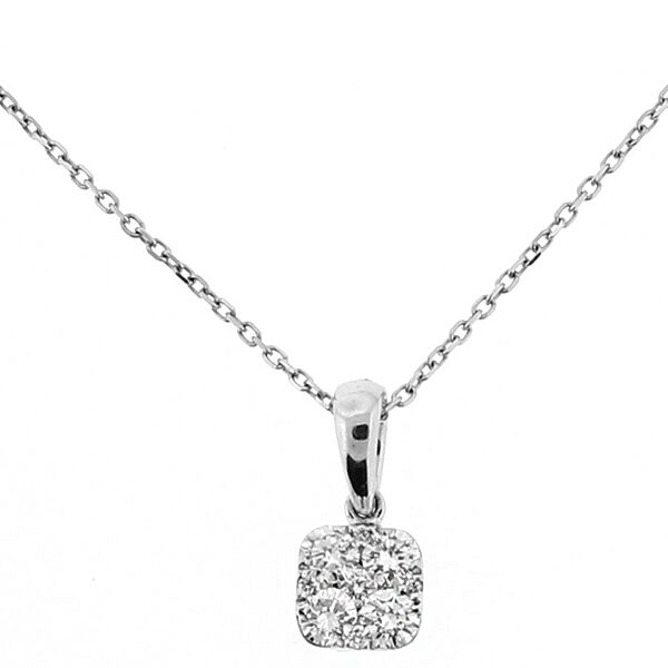 Square Cluster Pendant with Diamonds in 18kt White Gold
