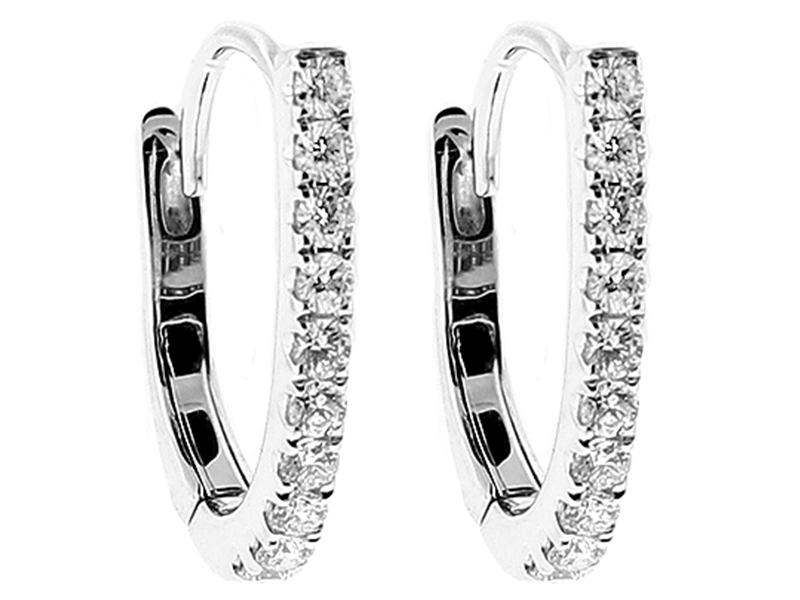 Hoop Earrings with Diamonds in 18kt White Gold