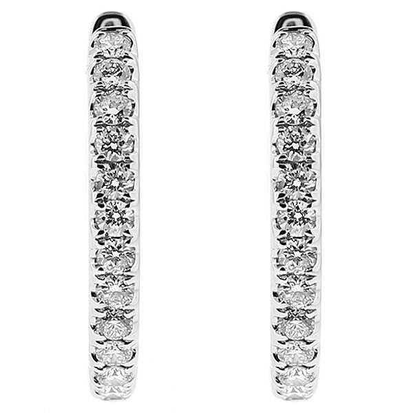 Hoop Earrings with Diamonds in 18kt White Gold