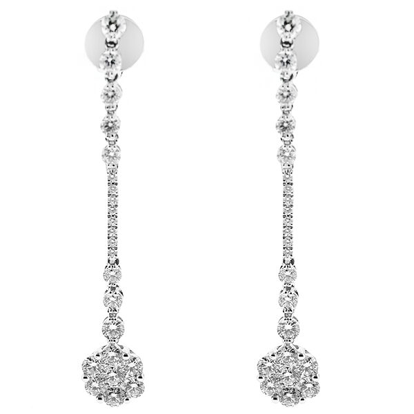 Dangling Stiletto Earrings with Diamonds in 18kt White Gold