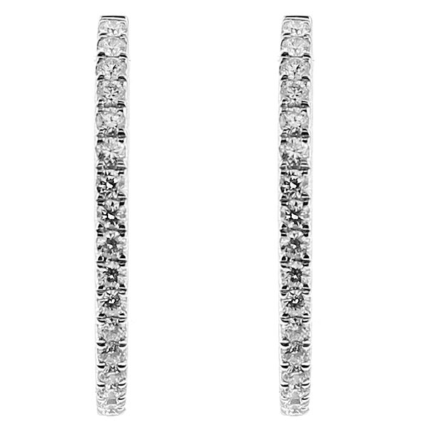 Inside Out Hoop Earrings with Diamonds in 18kt White Gold