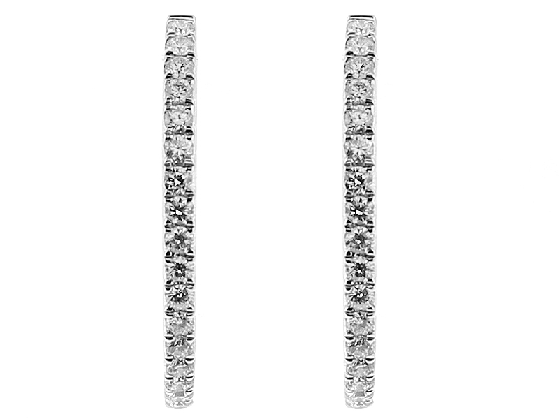 Inside Out Hoop Earrings with Diamonds in 18kt White Gold