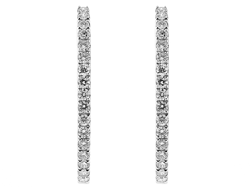 Inside Out Hoop Earrings with Diamonds in 18kt White Gold