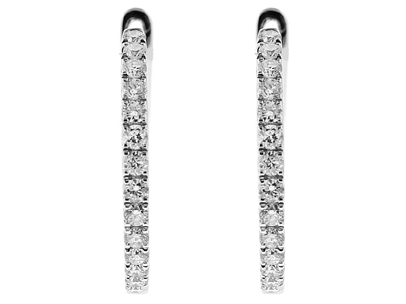 Inside Out Huggie Earrings with Diamonds in 18kt White Gold