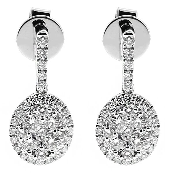 Dangling Oval Earrings with Diamonds in 18kt White Gold