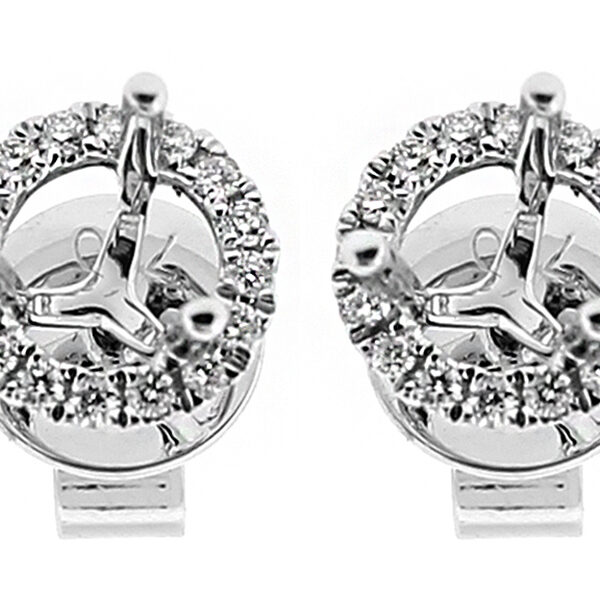 Semi Mount Post Back Stud Earrings with Halo of Diamonds in 18kt White Gold