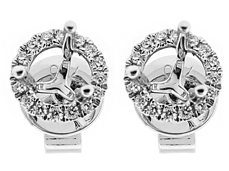 Semi Mount Post Back Stud Earrings with Halo of Diamonds in 18kt White Gold