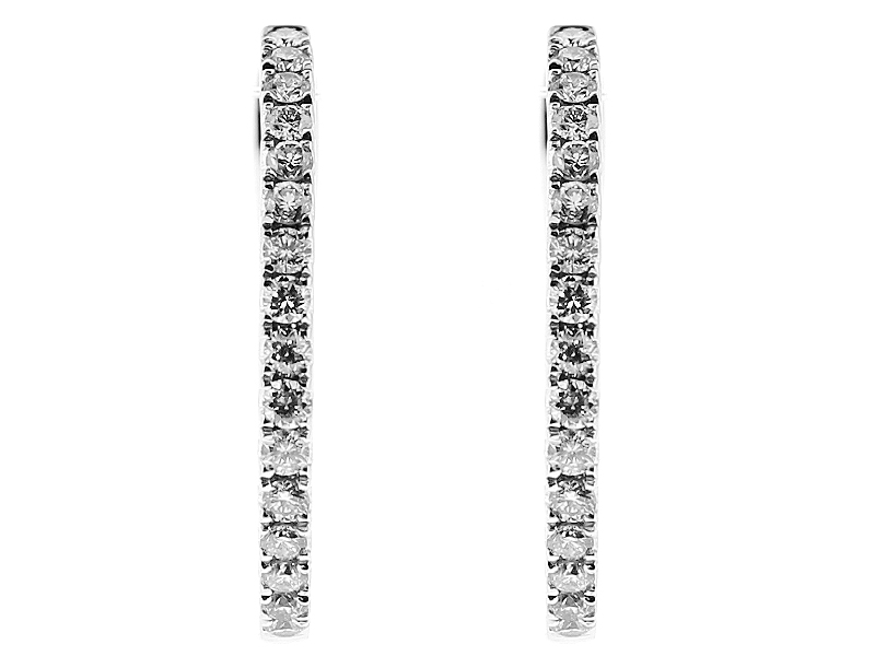 Inside Out Hoop Earrings with Diamonds in 18kt White Gold