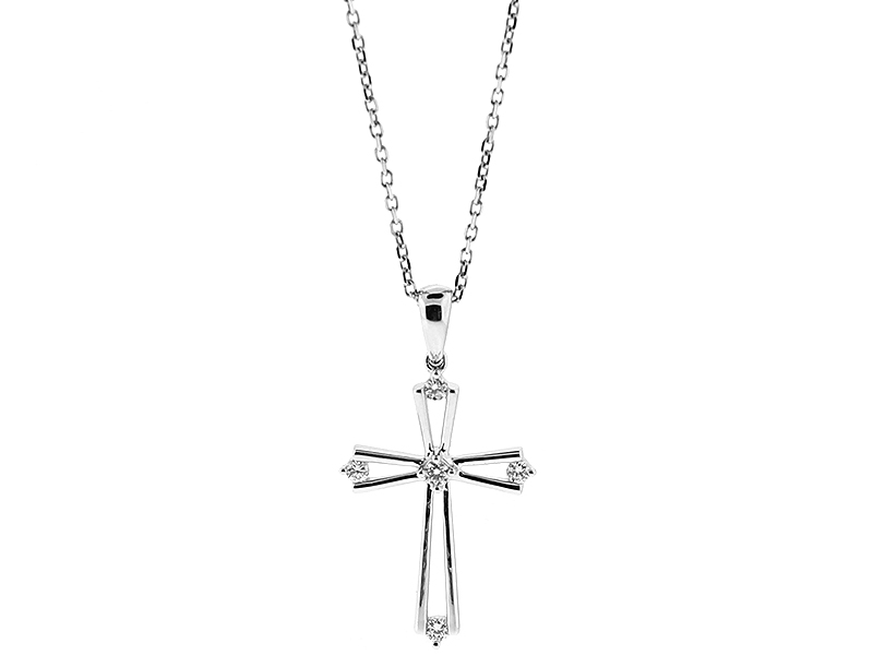 Cross Pendant with Diamonds in 18kt White Gold