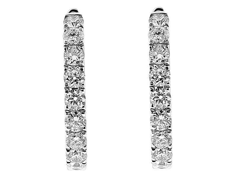 Hoop Earrings with Diamonds in 18kt White Gold