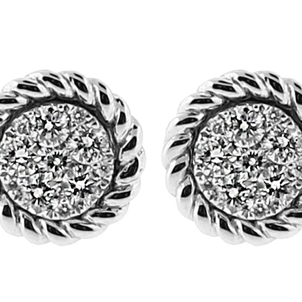 Transformable Dangling Earrings with Cluster of Diamonds and Rope Design in 18kt White Gold (Worn Two Ways)