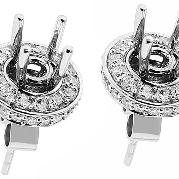 Post-Back Stud Earrings with or without Pave Set Halo of Diamonds in 18kt White Gold ( Worn Two Ways)