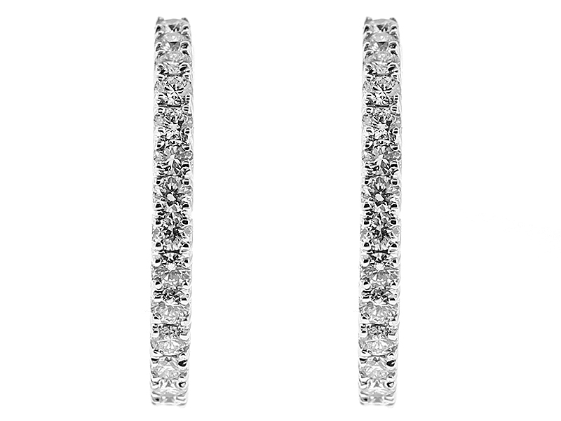 Hoop Earrings with Diamonds in 18kt White Gold