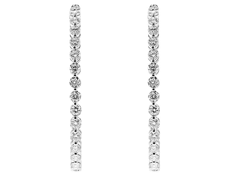 Inside Out Hoop Earrings with Diamonds in 18kt White Gold