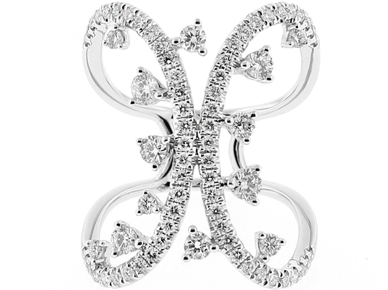 Modern Ladies Cocktail Ring with Diamonds in 18k White Gold