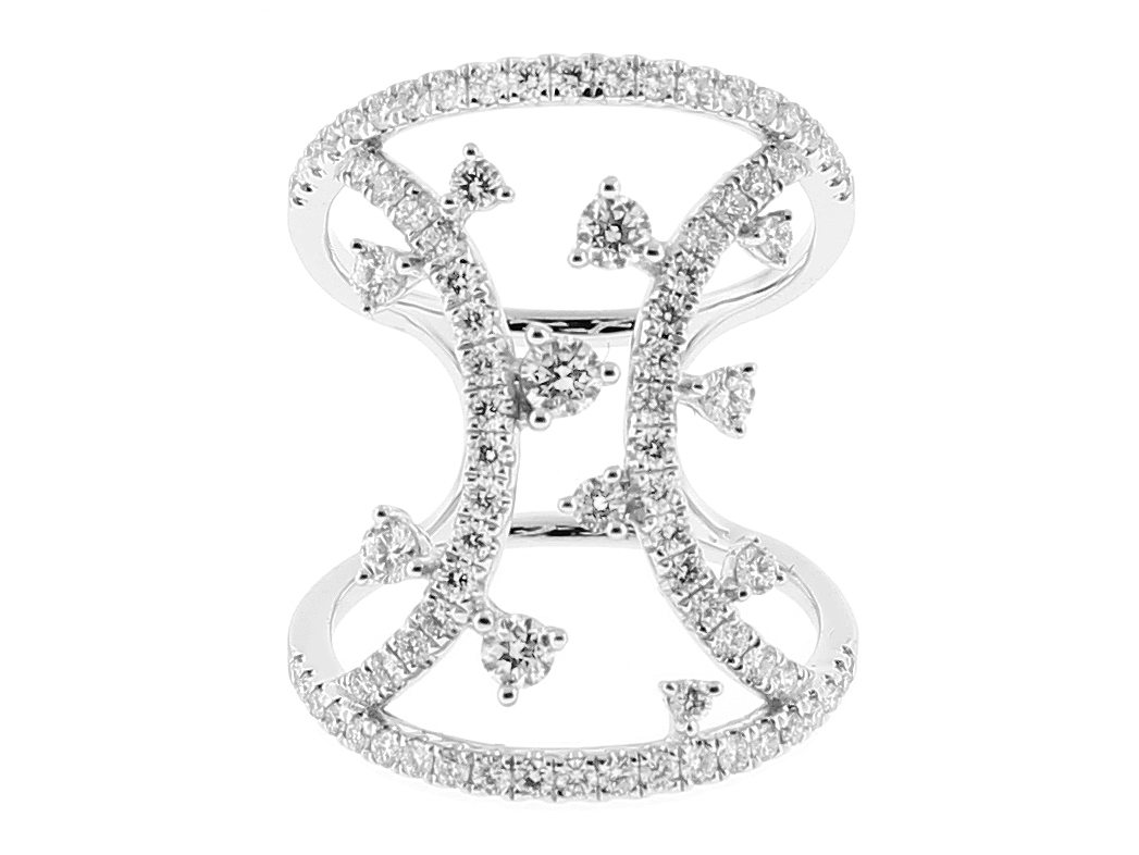 Ladies Cocktail Ring with Diamonds in 18k White Gold