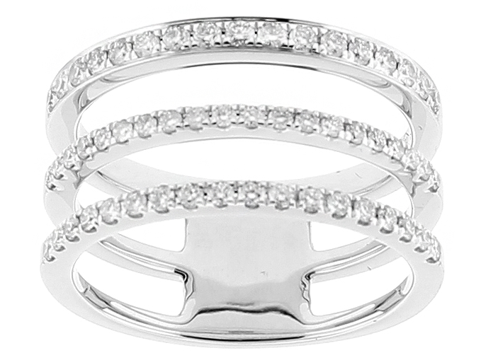 Ladies Triple Row Statement Ring with Diamonds in 18k White Gold
