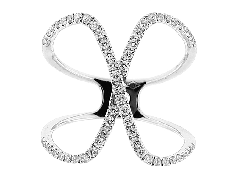 Modern Cocktail Ring with Diamonds in 18k White Gold
