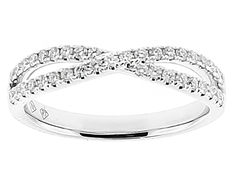 Crossover Twist Band with Diamonds in 18k White Gold