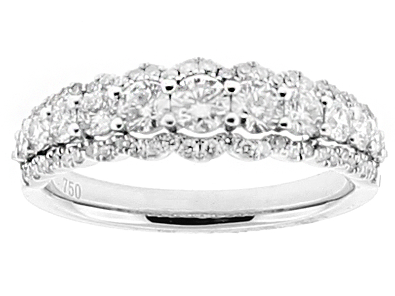 Ladies Right Hand Fashion Ring with Diamonds in 18k White Gold