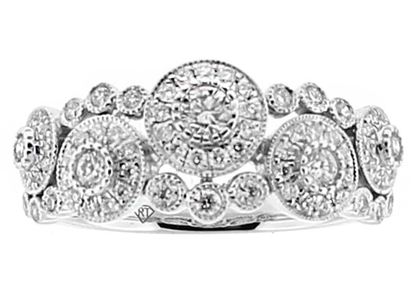 Ladies Right Hand Fashion Ring with Bezel and Pave Set Diamonds in 18k White Gold