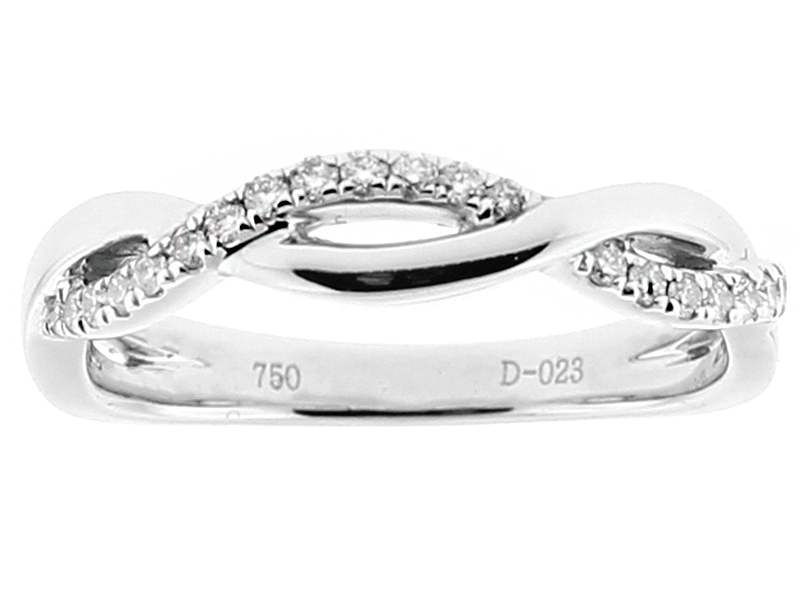 Twist Design Ring with Diamonds in 18k White Gold