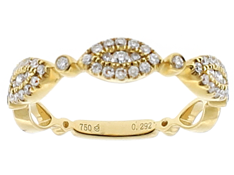 Ladies Stackable Band with Bezel and Micro Prong Set Diamonds in 18k Yellow Gold