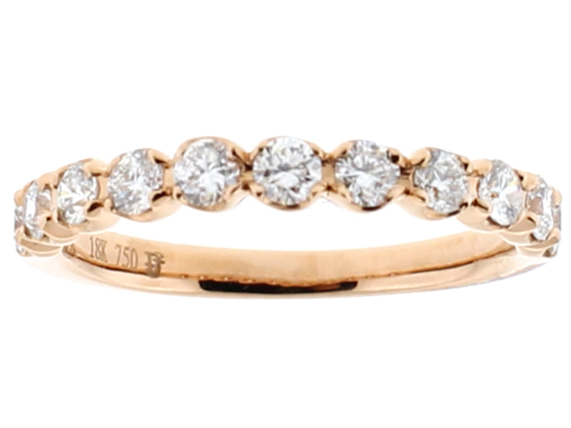 Ladies Single Row Wedding Band with Diamonds in 18k Rose Gold