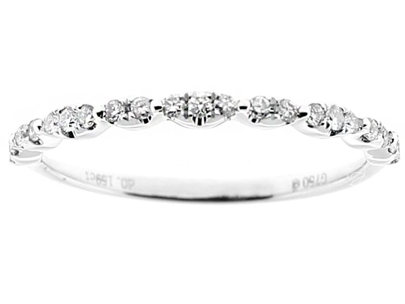 Ladies Thin Stackable Band with Diamonds in 18k White Gold
